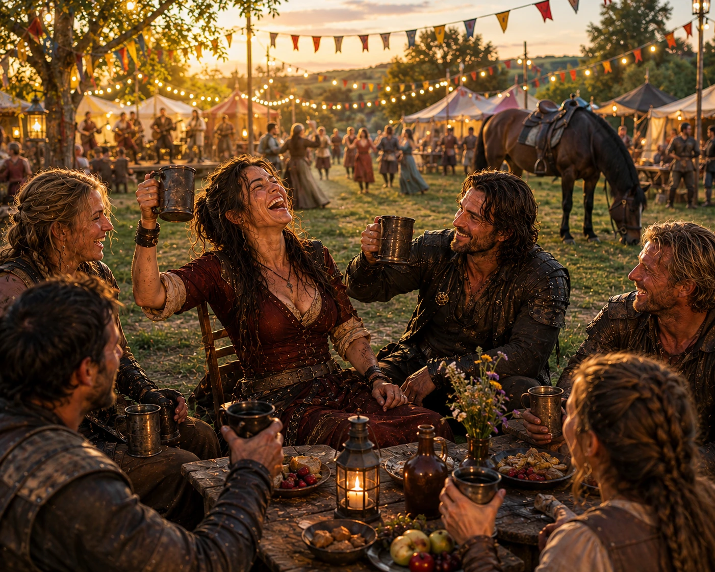 Lady Evelyne among members of the Ashen Guard