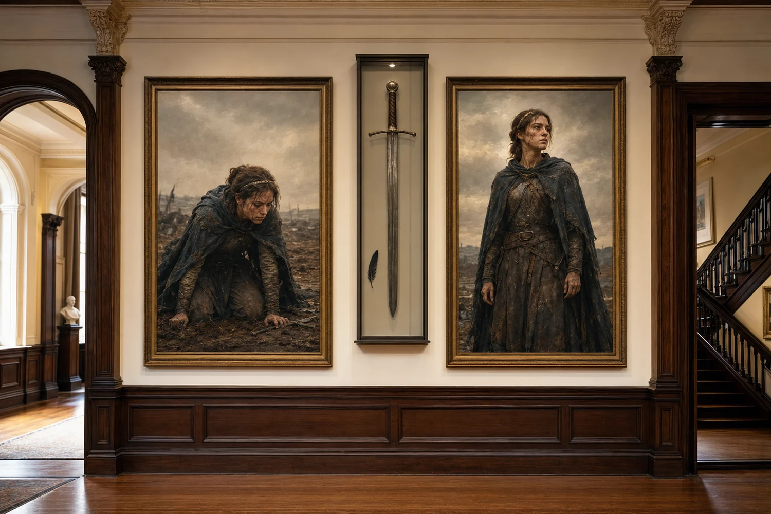 Concept interior using two portraits of Evelyne